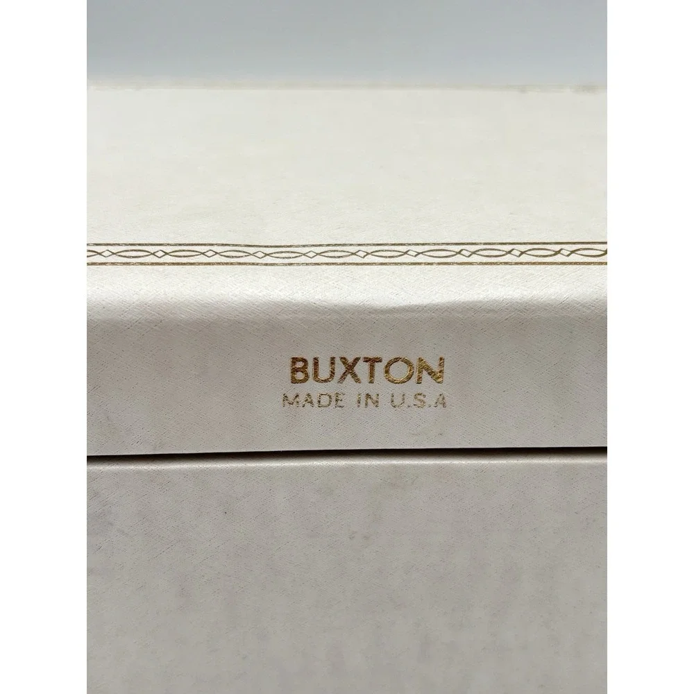 Vintage Buxton Jewelry Box w Key Ivory Red Velvet 2 Tier MCM USA Vanity